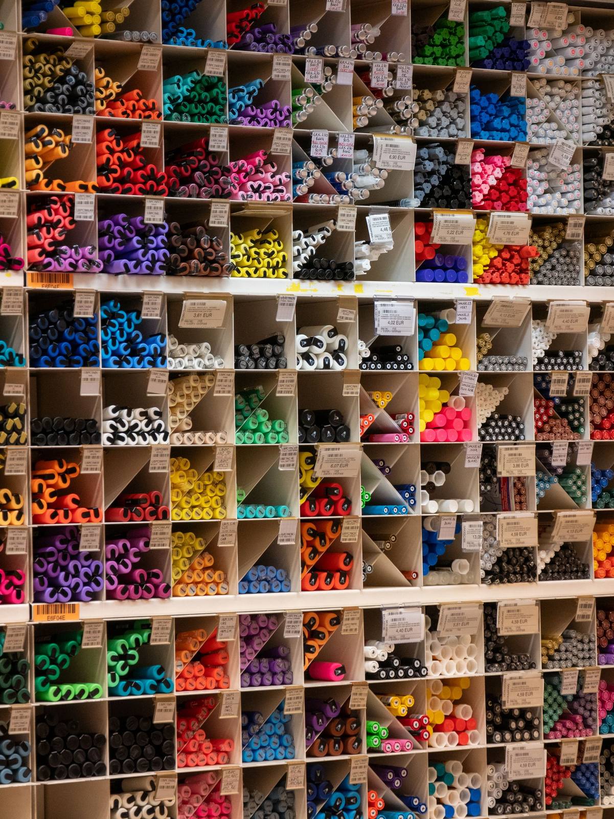 Walls of stationery at Balaji
